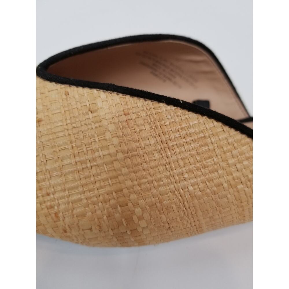 Who What Wear Women's Cream Natural Woven Mules Flats Black Piping Size 11 - Picture 4 of 9